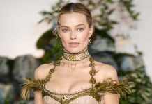 Margot Robbie ve saçtan yapılmış elbisesi margot robbie