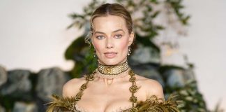 Margot Robbie ve saçtan yapılmış elbisesi margot robbie